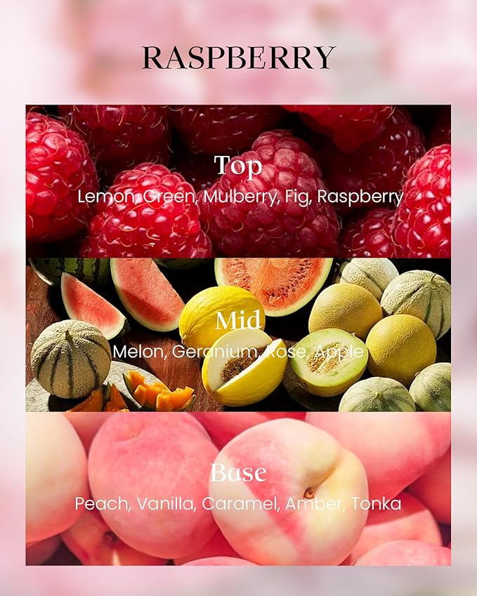 M&SENSE Raspberry Scented Vegan Soy Candles, No Toxin Refreshing Fragrance, 8.1oz 42-Hour Long Burning, Stress Relief Summer Home Candles, Housewarming Gift for Men & Women