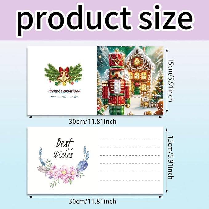 5D Diamond Art Painting Greeting Cards Kit, DIY Cards for Blessings Congratulations Gifts, Greeting Card Set for Birthday Thanksgiving Day Christmas Halloween-Nutcracker