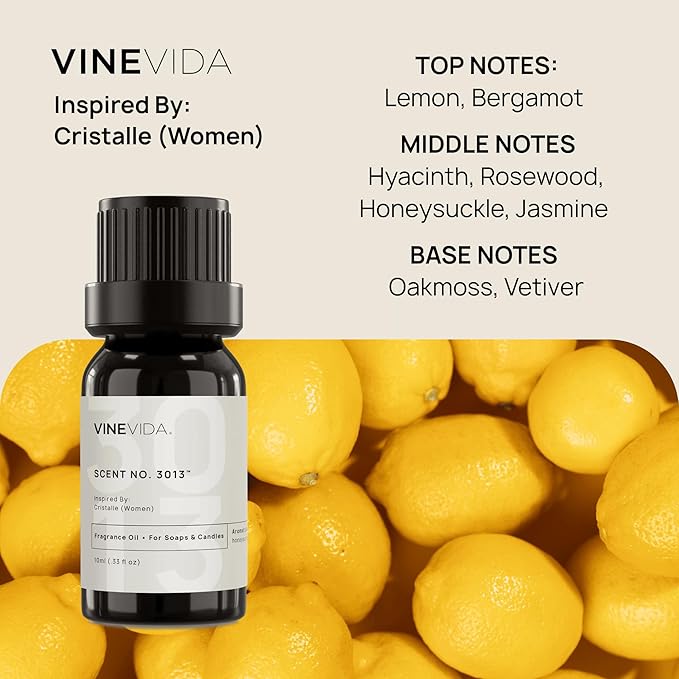 VINEVIDA Scent NO. 3013 Fragrance Oil - 10mL - Inspired by: Cristalle (Women); Candle Fragrance Oil for Soy Candles - Soap Making Scents