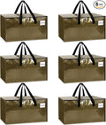 6-Pack Extra-Large Heavy-Duty Moving bags with Reinforced Handles, Durable Zippers & Waterproof Material — Perfect for Space-Saving, Moving, Shipping and Travel (Smoked Gold)