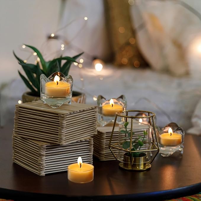 Beeswax Tealight Candles, Natural Beeswax Candles Bulk (4-5 Hour Burn), Handmade Organic Tea Lights, Honey Aroma Pure Beeswax Tea Candle, 25 Packs