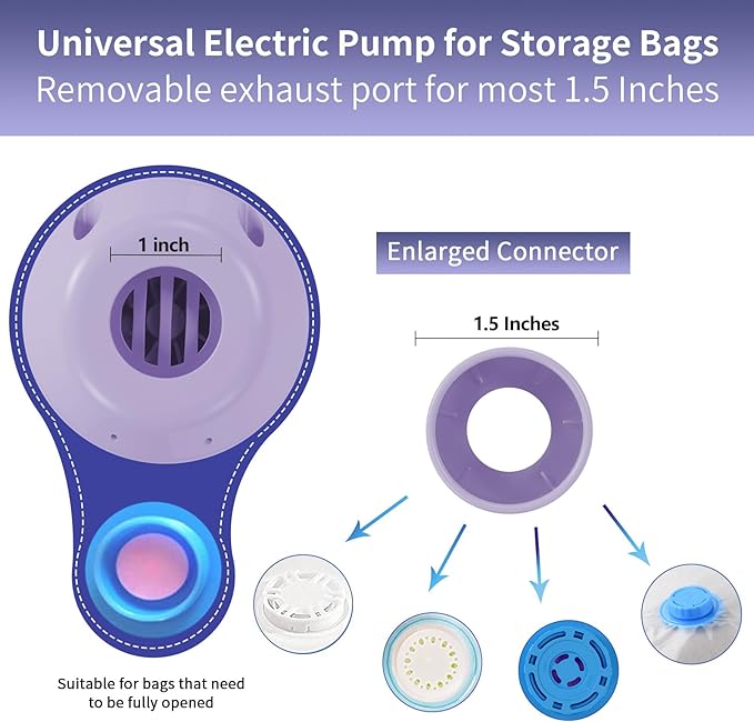 HOTBAG Electric Air Pump for Vacuum Storage Bags, Portable Travel Vacuum Pump Compressing Clothing Vacuum Seal Pump for Various Vacuum Seal Bags Purple(Storage Bag Not Included)