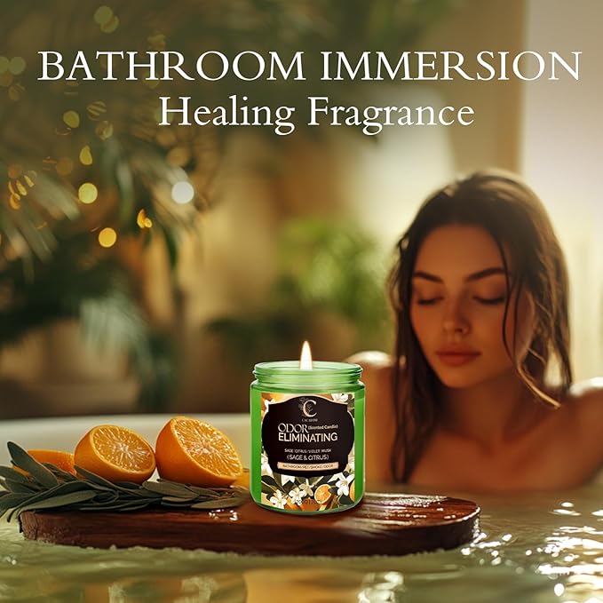 Sage Citrus Lemon Odor Eliminating Candles, Pet Scented Candles for Home, Single Wick Soy Candle Gifts for Women, Men, Ideal for Creating Relaxing Atmosphere, Over 50 Hours of Burn Time