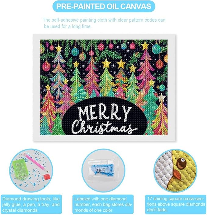 AIVKIEJK Diamond Painting Kits for Adults - Colorful Christmas Tree Painting DIY 5D Full Drill Diamond Dots Paintings with Diamonds Gem Art and Crafts Home Decor 12"x16"