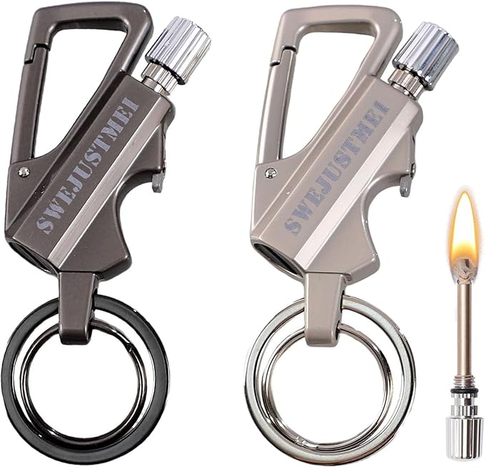 2Pcs Permanent Match Infinity Lighter with Multitool Keychain Bottle Opener