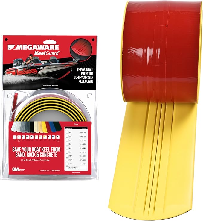 MEGAWARE KEELGUARD USA-Made, Original DIY Keel Guard, 5-Inch Wide, 4-12ft Sizes, 11 Colors, Complete Install Kit with Primer, Hull Protector, for Fiberglass and Some Aluminum Boats, Marine-Grade