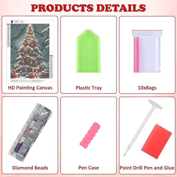 DOMROM Christmas Diamond Painting Kits, Santa Claus and Deer 5D Diamond Art Kits,Gem Art Painting with Diamonds Dots, Arts and Crafts for Beginners Adult Wall Decor 12 x 16inch