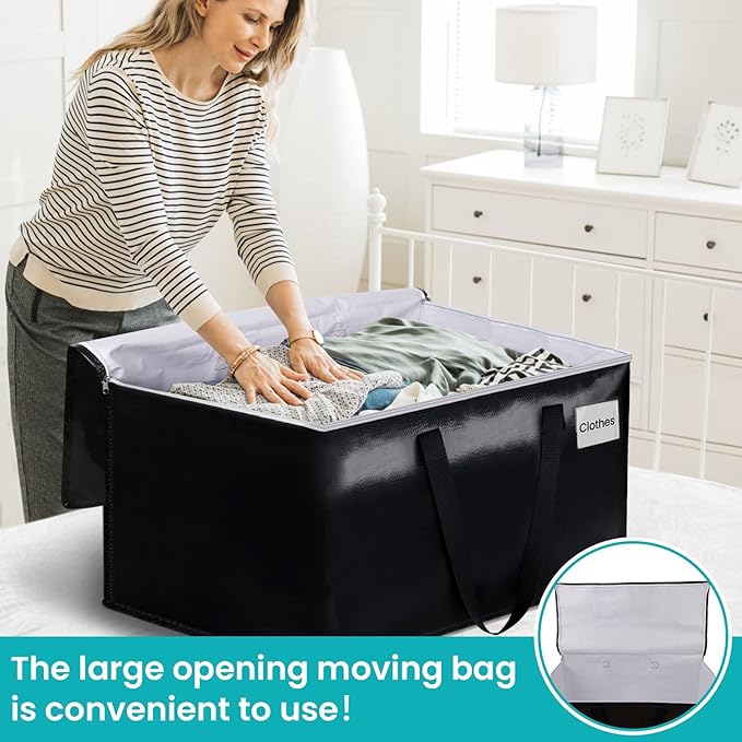 Extra Large Moving Boxes-Moving Bags with Zipper, Carrying Handles and Tag Pocket-Moving Supplies for Space Saving-Totes for Storage - for moving, Storage, Camping and Travel 125L-6 Pack