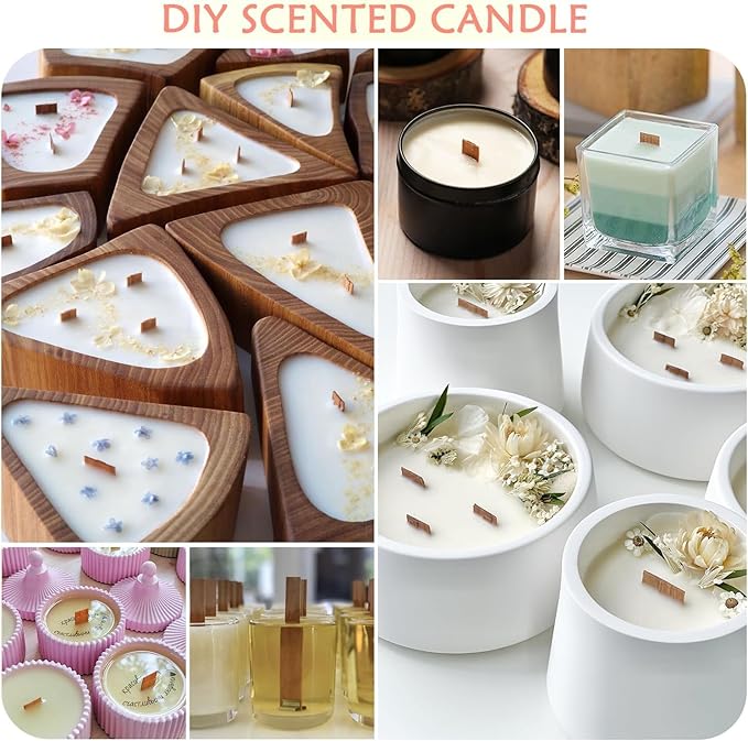 300pcs Wood Wicks for Candles Making,100pcs Wooden Candle Wicks and Base, Wick Stickers,for Soy Wax, Beeswax, Coconut Wax - DIY Candle Making Supplies for Beginners & Professionals