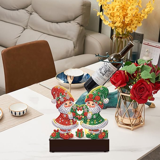 TDFERAN Diamond Art Kits for Adults Candlestick Holders Christmas 12x11cm Diamond Painting Candle Holder Candle Sticks Holder Decor for Pillar Candles for Halloween Decorations Santa Claus