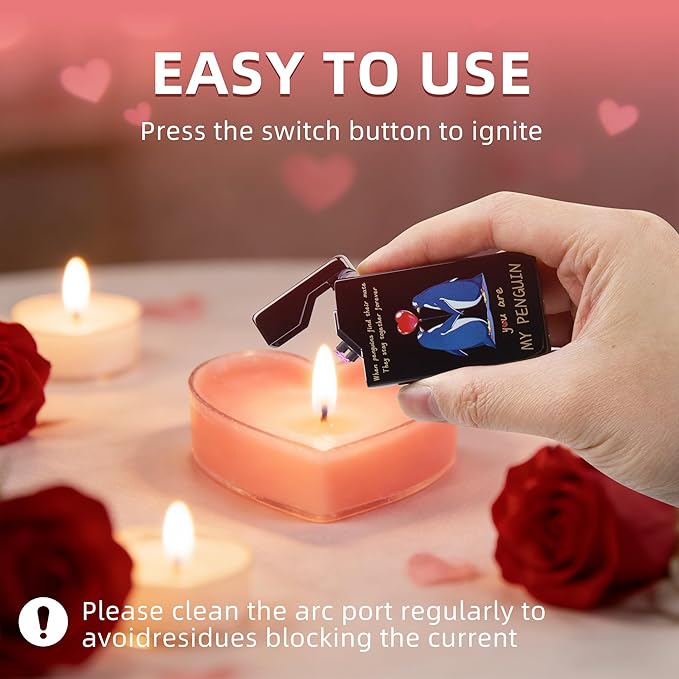 LcFun Electric Lighter USB Rechargeable, Valentines Day Gifts for Him Her, Romantic I Love You Gifts for Boyfriend Girlfriend Wife Husband Valentines Gifts for Men Women Couple
