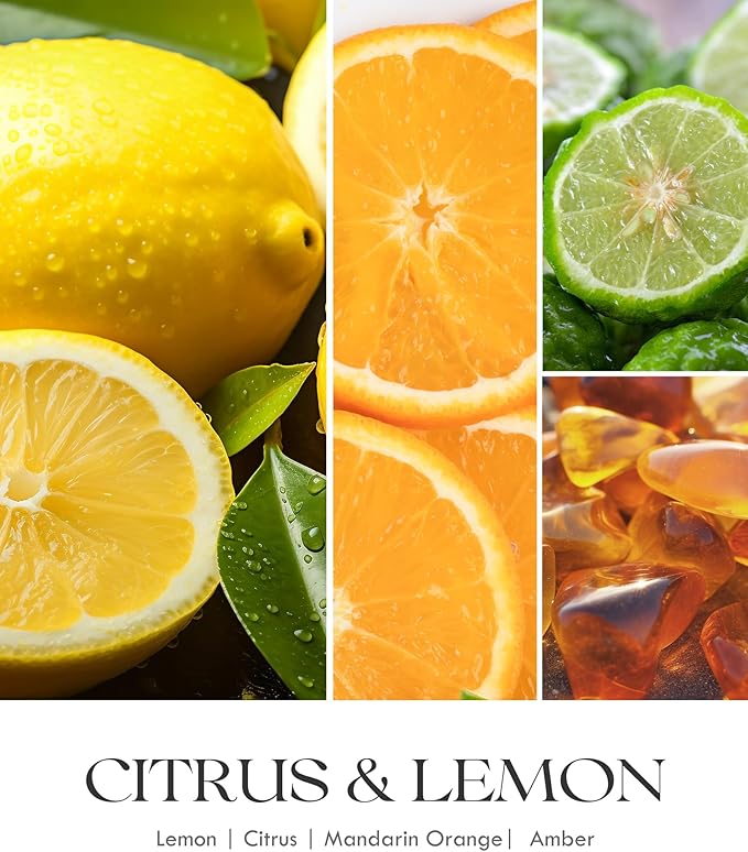 AOOVOO Citrus Lemon 11oz Large Odor Eliminating Highly Fragranced Candle - Eliminates 95% of Smoke, Food, Pet and Other Smells Quickly, Air Freshing Soy Candles, Up to 50 Hours Burn time