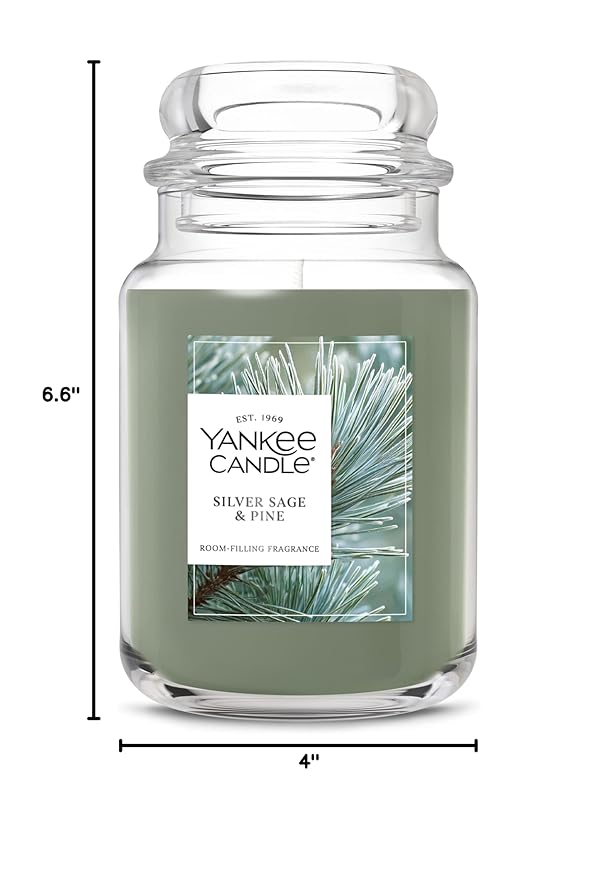 Yankee Candle, Silver Sage & Pine Fall Scented Candle, 22oz Large Jar with up to 150 Hour Burn Time