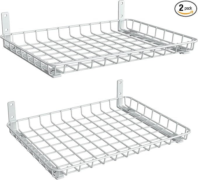 TORACK 2-Pack 12x18 inch Wall-Mounted Shelves, Garage Wall Shelf for Closet & Laundry Room, Heavy-Duty Floating Shelves Hold Up to 60 lbs(White)