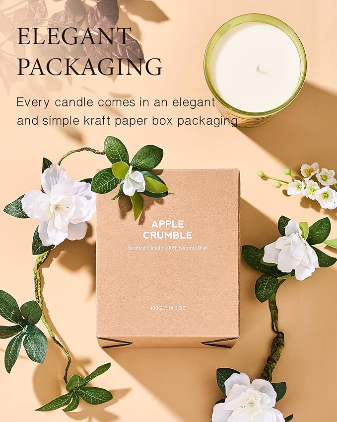M&SENSE Creamy Vanilla Pie Soy Candle, 14.1oz 60H Long Lasting, Aromatherapy Candle for Bedroom Stress Relief New Year Winter Home Decor Gifts