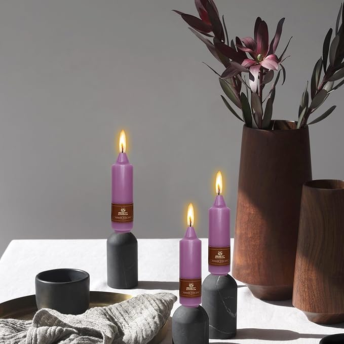 4 PCS Purple Candlesticks 5 inch Small Taper Candles Stick Unscented for Wedding Party Home Décor Candles Advent Candles