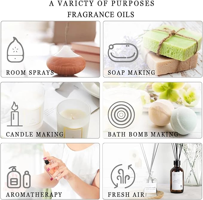 PHATOIL 9Pcs Fruity Fragrance Oil Gift Set, 10ml/0.33fl.oz Fragrance Oils for Soap, DIY Candle, Bath Bombs Making, Fruit Scented Oils for Diffusers for Home