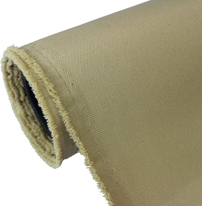 Mybecca Waterproof Canvas Marine Fabric 600 Denier Indoor/Outdoor PU Backing UV Protector Khaki 1 Yard