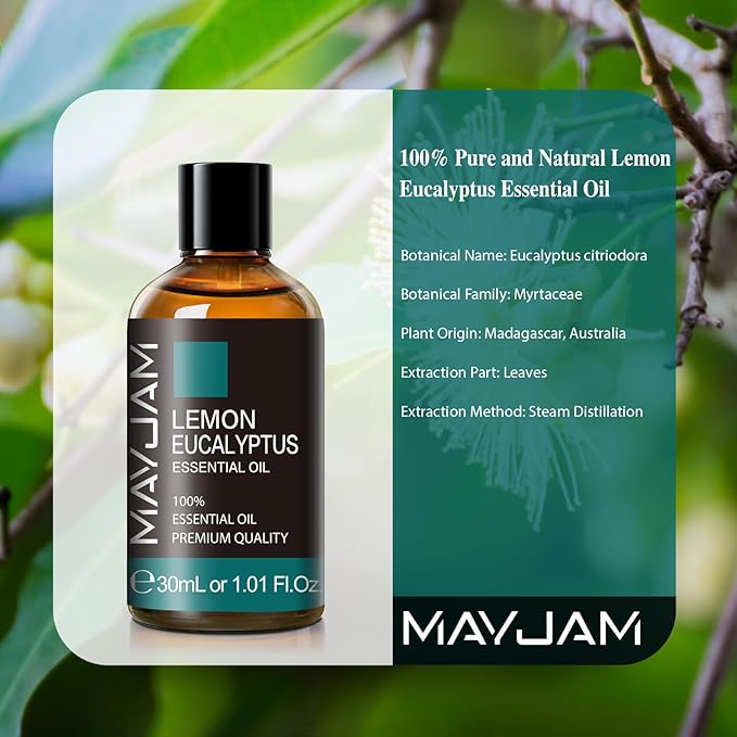 MAYJAM Lemon Eucalyptus Essential Oil 30ML - 1.01FL.OZ Pure Lemon Eucalyptus Oil for Soap Candle Making - Essential Oils for Diffusers for Home