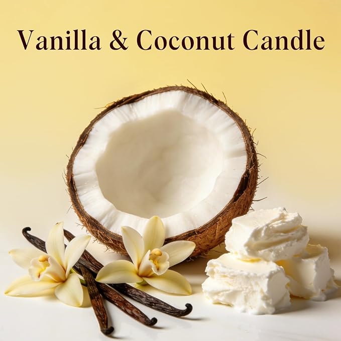 Homsolver Creamy Vanilla Coconut Scented Candle, Natural Soy Candles with 50+ Hours Burn Time, Anniversary Birthday Gifts for Women, Mothers Day Gifts for Mom Wife Her, Warm & Soft Home Fragrance