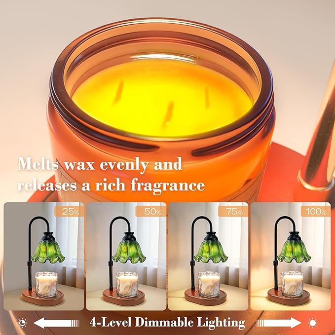 Candle Warmer Lamp with Timer: Birthday Gifts for Women, House Warming Gifts New Home Decor – Height Adjustable Candle Lamp for Mom, Anniversary - Walnut Solid Wood Base, with 2 Bulbs