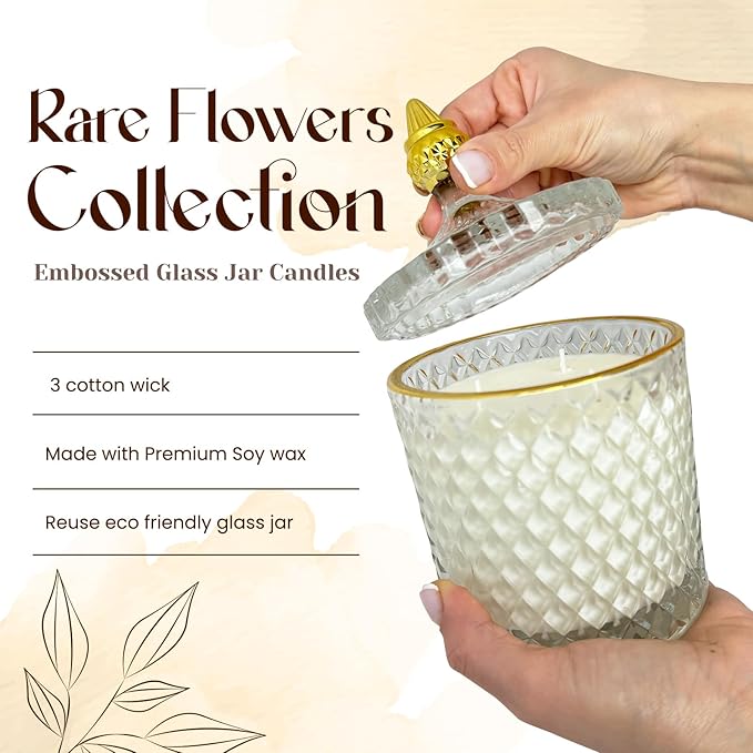 VIONAMI Luxury Scented Candle Gift – Black Bat Rare Flower Fragrance in Elegant Glass Jar, Decorative Soy Candles Gifts for Women, Long-Lasting 80 Hr, 14.8 oz, Luxury Candles for Women
