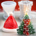 2pcs 3D Christmas Tree Silicone Candle Soap Epoxy Resin Wax Mold Silicone Shapes Christmas Trees Mold for Candle Resin Soap Craft Cake Chocolate Making Kit Christmas Gift (Christmas hat+Tree)