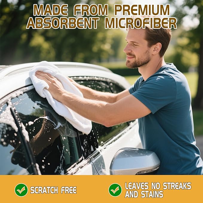 4 Pcs Extra Large Microfiber Cleaning Cloth, 30"x20" Washable Reusable Floor Cloth for Squeegee Mop House Floor Kitchen Car Window Highly Absorbent, Lint and Streak Free (White)