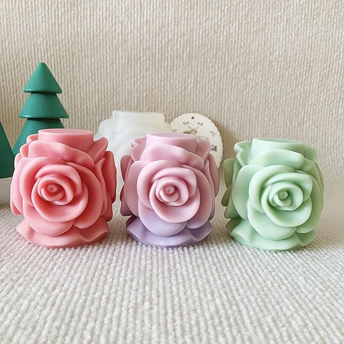 Rose Bouquet Silicone Molds, 3D Rose Resin Candle Molds, Silicone Molds for DIY Handmade Soaps, Clay Craft, Epoxy Resin Crafts, Birthday Gifts, Valentine's Day Gifts & Home Decorations(D)