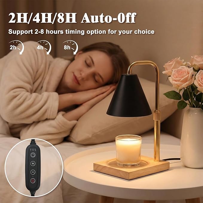 Candle Warmer Lamp with Timer - Gifts for Mom Grandma, Birthday Gifts for Women, Mothers Days Gifts, House Warming Gifts New Home Decor, Dimmable Wax Melt Black