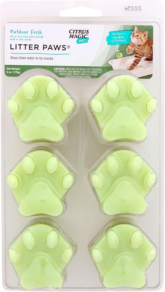 Citrus Magic Pet Odor Control Paws for Litter Boxes, Outdoor Fresh, 6-Count, 6 Count (Pack of 1)