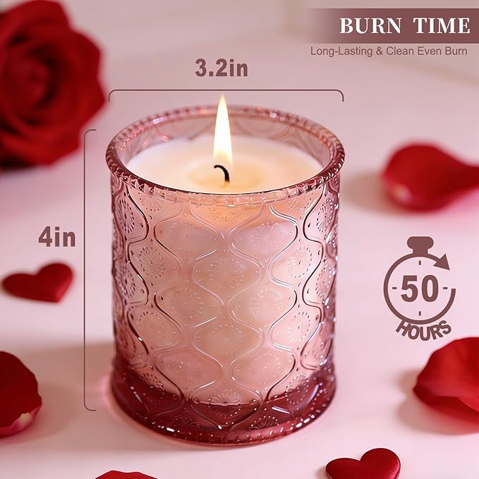 Pink Sands Scented Candle for Mother's Day, Melon & Osmanthus Jar Candle Natural Soy Candles for Home Scented, 60 Hour Candle in Glass for Women, Friends, Family, Colleagues