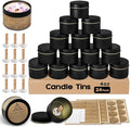 Candle Tins 4oz, 24 Set Candle Making Kit with Bulk Candle Containers, Wood Wicks, Sticker, Wick Holders,Warning Labels for Small Businesses,Candle Jars with Lids for DIY Candle Making