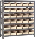 Quantum Storage Systems 1839-104IV Steel Shelving Unit with 4" Shelf Bins, 18" D x 36" W x 39" H, Ivory