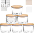 CONNOO 6-Pack 16 oz Candle Jars - 3-Wick Clear Empty Glass Wide Mouth Candle Jars Come with Bamboo Lids, Sticky Warning Labels, and a Candle Wick Kit for Candle Making - Dishwasher Safe