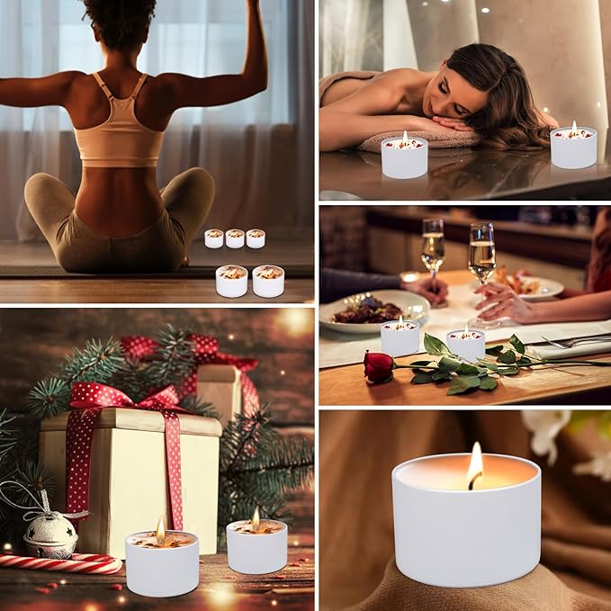 12-Pack Candle Jars, 4oz Candle Tins with Lids, Empty Metal Candle Jars for Making Candles Bulk Candle Containers - Full White