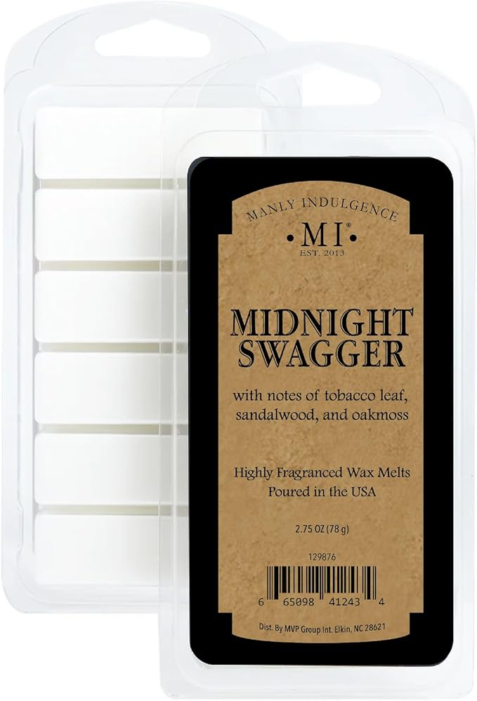 Manly Indulgence Midnight Swagger Scented Wax Melts, Wax Melt Warmer Cubes, Long Lasting Scented Wax Warmer Cubes, 4 Pack, 6 Cubes Each - Made in The USA