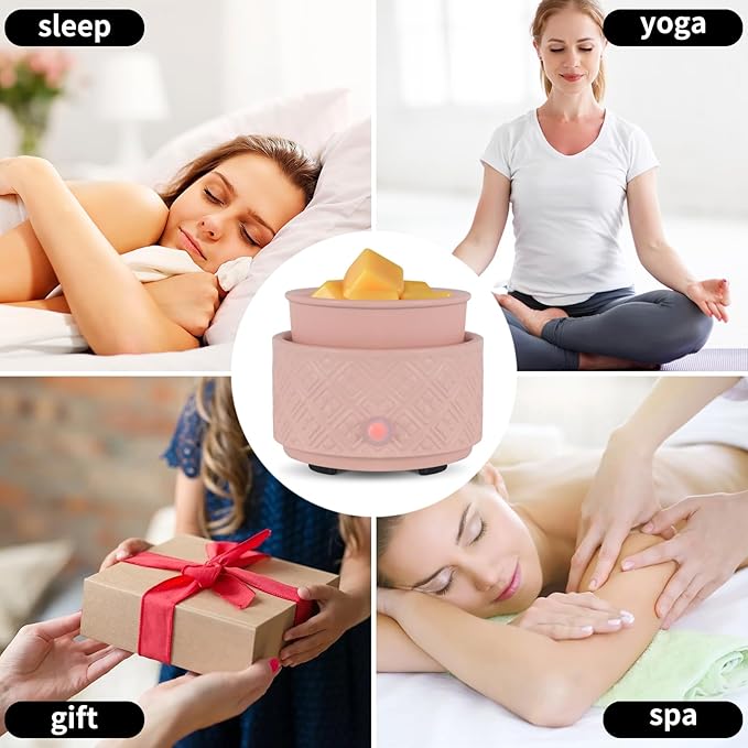 Wax Melt Warmer for Scented Wax,3-in-1Ceramic Wax Warmer Fragrances Candle Oils, Home Fragrance Burner,Electric Candle Warmer Perfect Christmas Gifts for Mom Women(Pink)