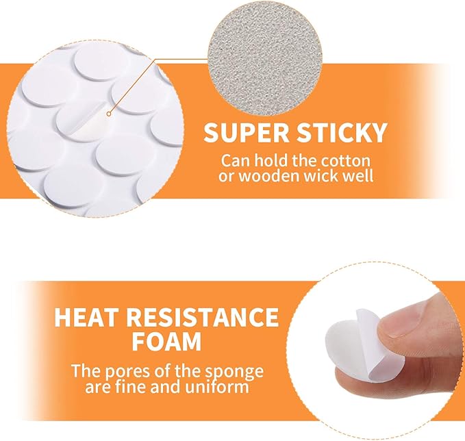 500 Pieces Candle Wick Stickers Wax Stickers Candle Wick Glue Heatproof Glue Adhere Steady in Hot Wax Double-Side for Making