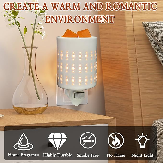 Plug in Wax Warmer for Scented Wax melt Warmer scentsy Plug in Wax melt Warmer Electric Candle Warmer Home Decor Gifts for Women(White Porcelain Small dots)