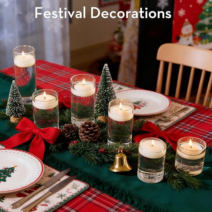 Crenovo Floating Candles Dripless, 5-6 Hour Clean Burn, 2 Inch Unscented Candles for Wedding, Party, Centerpieces, 24 Pack Water Candles Ivory Romantic Decoration