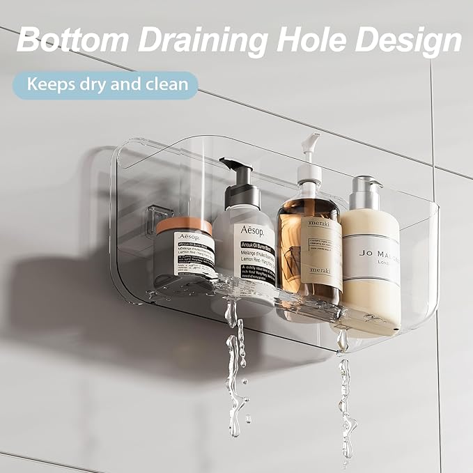 ZEXALOR Wall Mounted Storage Organizer Bins Organizing Shelf Basket Clear Plastic Makeup Organizer Adhesive Hanging Bin Fridge Organizer for Bathroom,Kitchen,Cabinet,Pantry,Countertops (XL+L)