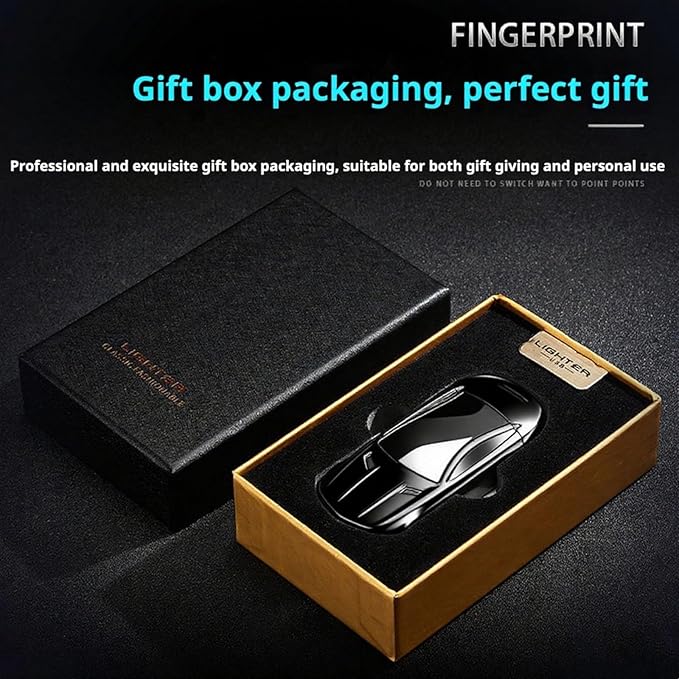 Electric Rechargeable Dual Arc Plasma Lighter for Men- USB Electronic Windproof Flameless Cool Lighter with LED Battery Indicator, Pocket Metal Unique Cute Mini Car Shape for Candles & Camping