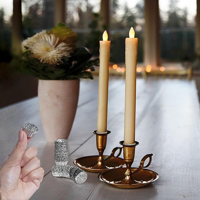 Silver Taper Candle Holders - Bobeches for Securing Candles Upright,Decorative Metal Candle Fittings for Wedding Church Table Centerpieces & Home Decor 60/Pack