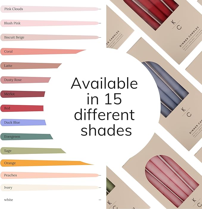 Tapered Dinner Candles - Soy & Paraffin Blend, Dinner Candles with Long-Lasting 7-Hour Burn for Stylish Homes - Candle in Curated Colors Ideal Gift for Hosts, Brides & Event Planners-Orange