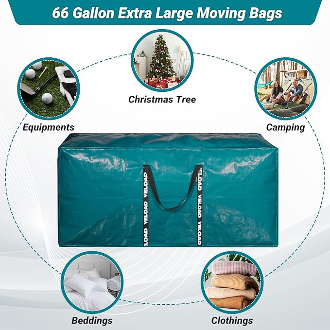 66 Gallon Extra Large Storage Bags 2 Pack – Pink XXL Heavy Duty Waterproof Moving Tote Bags for College Dorm, Travel, Clothes & Bedding Foldable Zippered Duffle with Handles