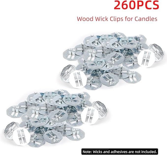 Ziosxin 260pack Galvanized Metal Base Suitable for Wood Wicked Candles Manufacture, Metal Bracket Size: W*D(25 * 25mm),H(8mm) Does not Include Wicks and Stickers