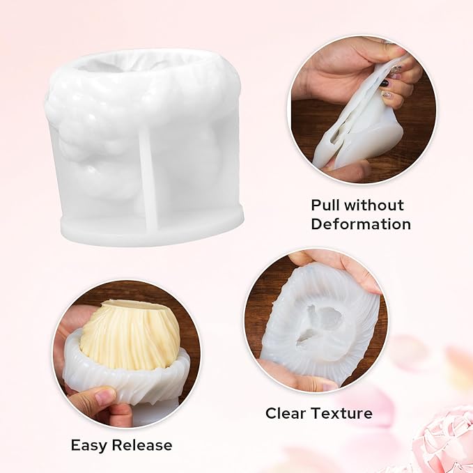 Rose Angel Candle Silicone Molds Resin Casting Mould for DIY Candle Making Polymer Clay Plaster
