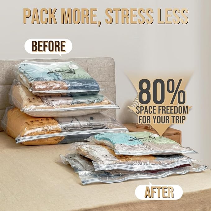 TAILI Vacuum Storage Bags with Rechargeable Electric Pump, 10 Pack (4M+4L+2XL), Vacuum Seal Bags for Clothing, Packing Cube Compression for Vacation Cruise, Portable Solution for Travel Essentials