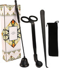 3 in 1 Candle Accessory Kits,Candle Snuffer,Candle Wick Cutter Trimmer and Candle Wick Dipper with Gift Bag, Candle Care Kit for Gifts Candle Lovers (Black)